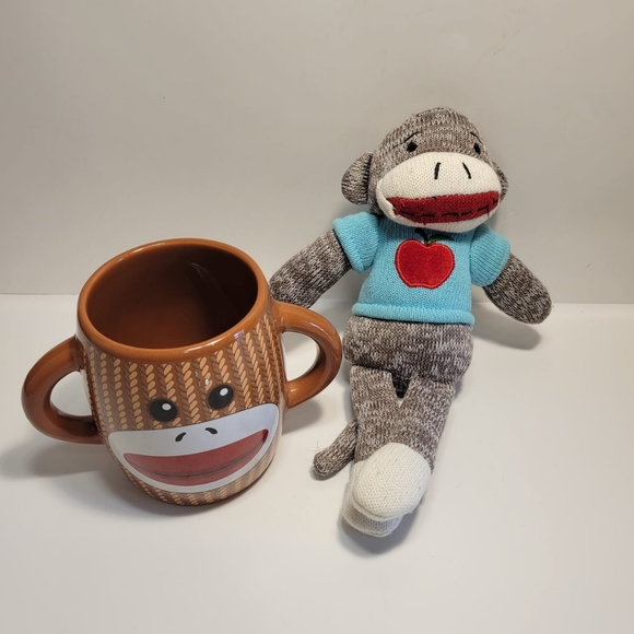 Sock Monkey Double Handle Mug and Sock Monkey Mini Plush - Picture 2 of 6